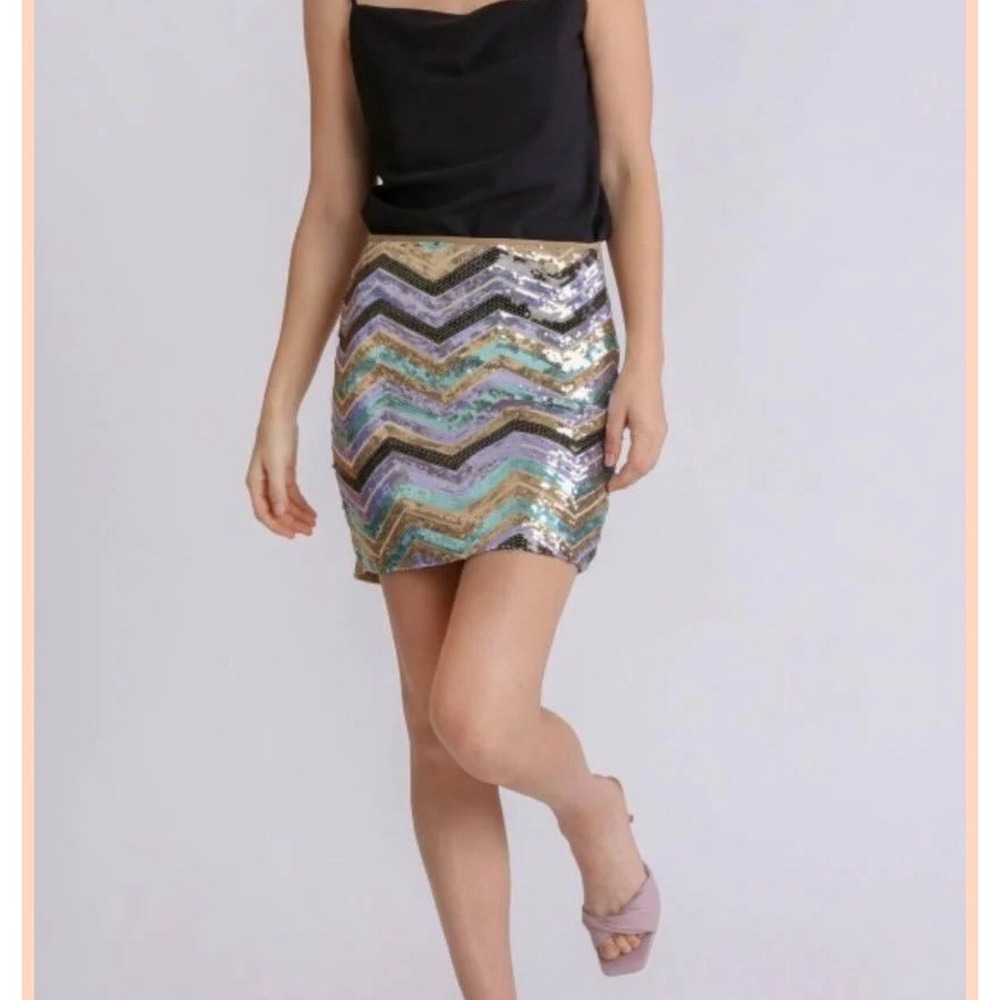 Umgee Disco fever‎ sequin Skirt invisible back zipper Size Small